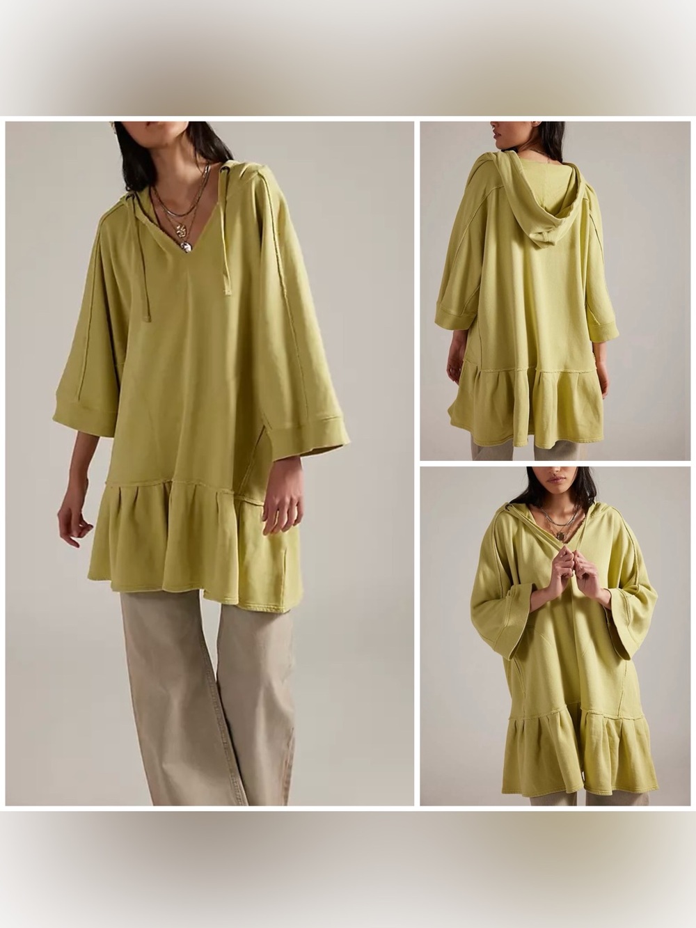 NWOT Free People We The Free Lilly Tunic Sweatshirt - perfect pear green - M/L